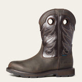 Ariat Groundwork Waterproof Round Toe Work Boot in Dark Brown, side view