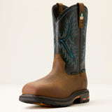Ariat WorkHog CSA Waterproof Wide Square Toe Composite Toe Work Boot in Tumbled Bark, three-quarter front view