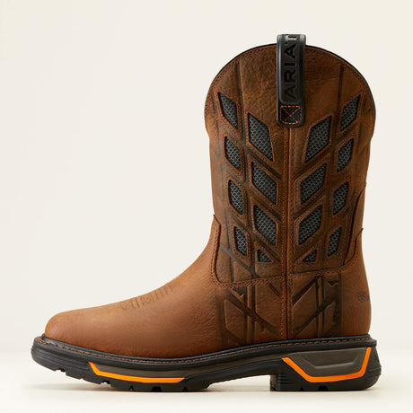 Ariat Big Rig Tread VentTEK Wide Square Toe  Work Boot in Earth, side view
