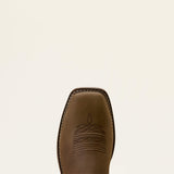 Ariat Activator Waterproof Wide Square Toe Steel Toe Work Boot in Dark Brown, toe view