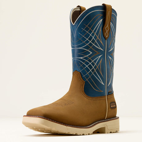 Ariat Activator Waterproof Wide Square Toe  Work Boot in Dusted Brown, three-quarter front view