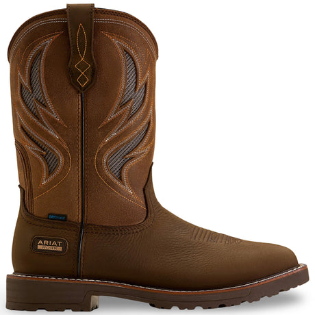 Ariat Activator VentTEK Waterproof Wide Square Toe  Work Boot in Dark Brown, side view