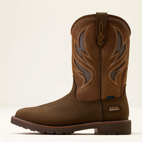 Ariat Activator VentTEK Waterproof Wide Square Toe  Work Boot in Dark Brown, side view
