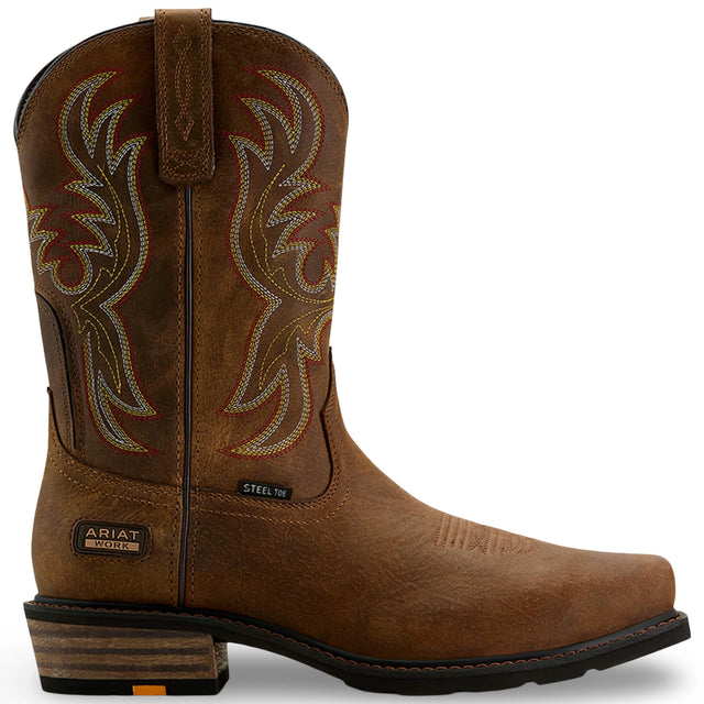 Ariat Ironside Square Toe Steel Toe Work Boot in Rye Brown, side view