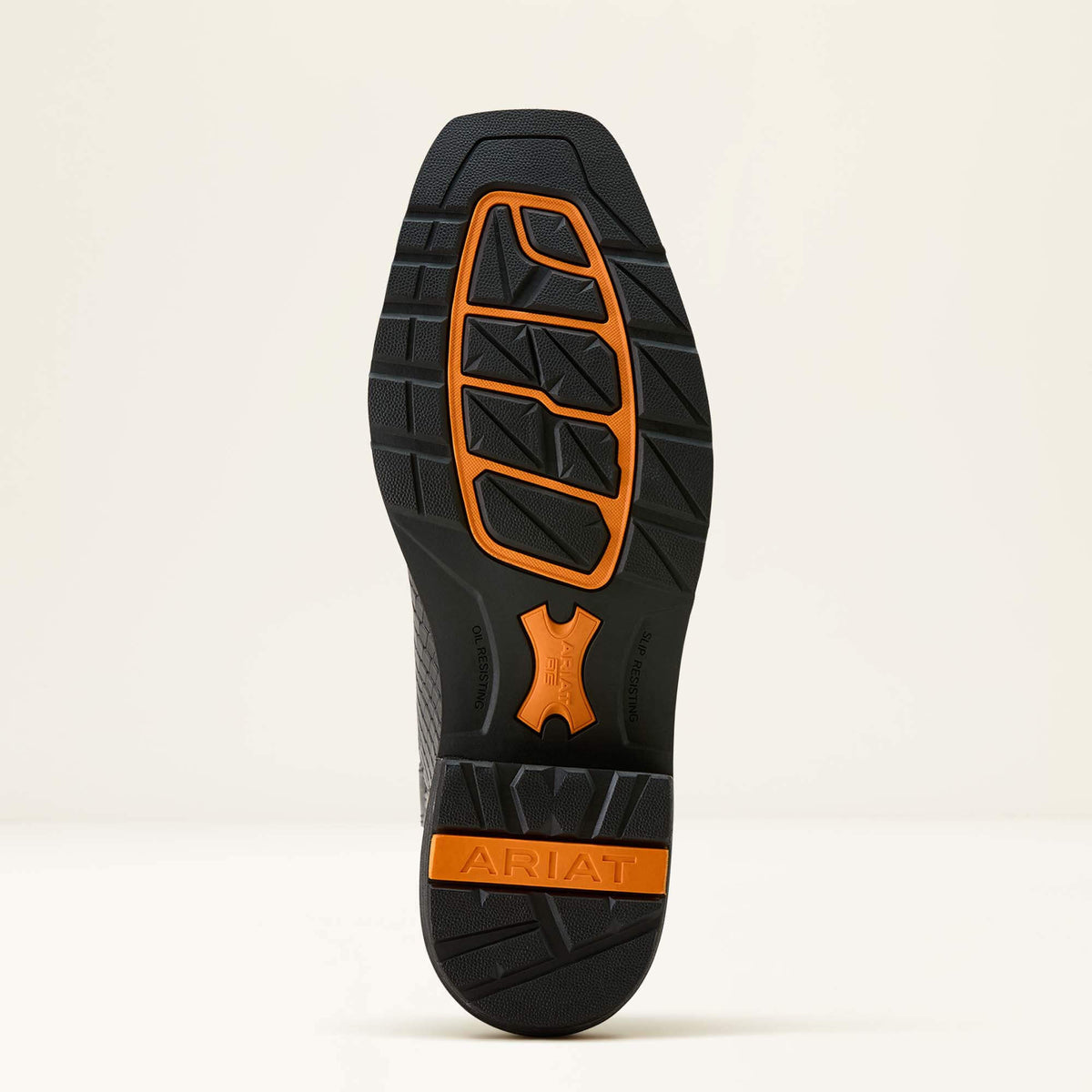 Ariat Ironside Square Toe Steel Toe Work Boot in Black Dragon Print, sole view