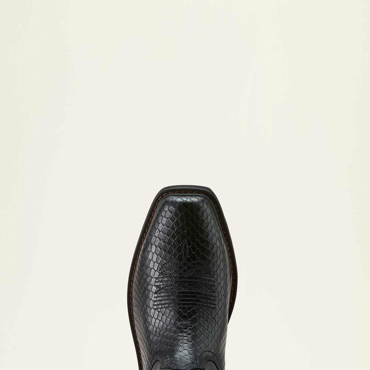 Ariat Ironside Square Toe Steel Toe Work Boot in Black Dragon Print, toe view