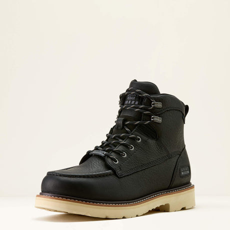Ariat Rebar Lift 6" Waterproof Work Boot in Black, three-quarter front view