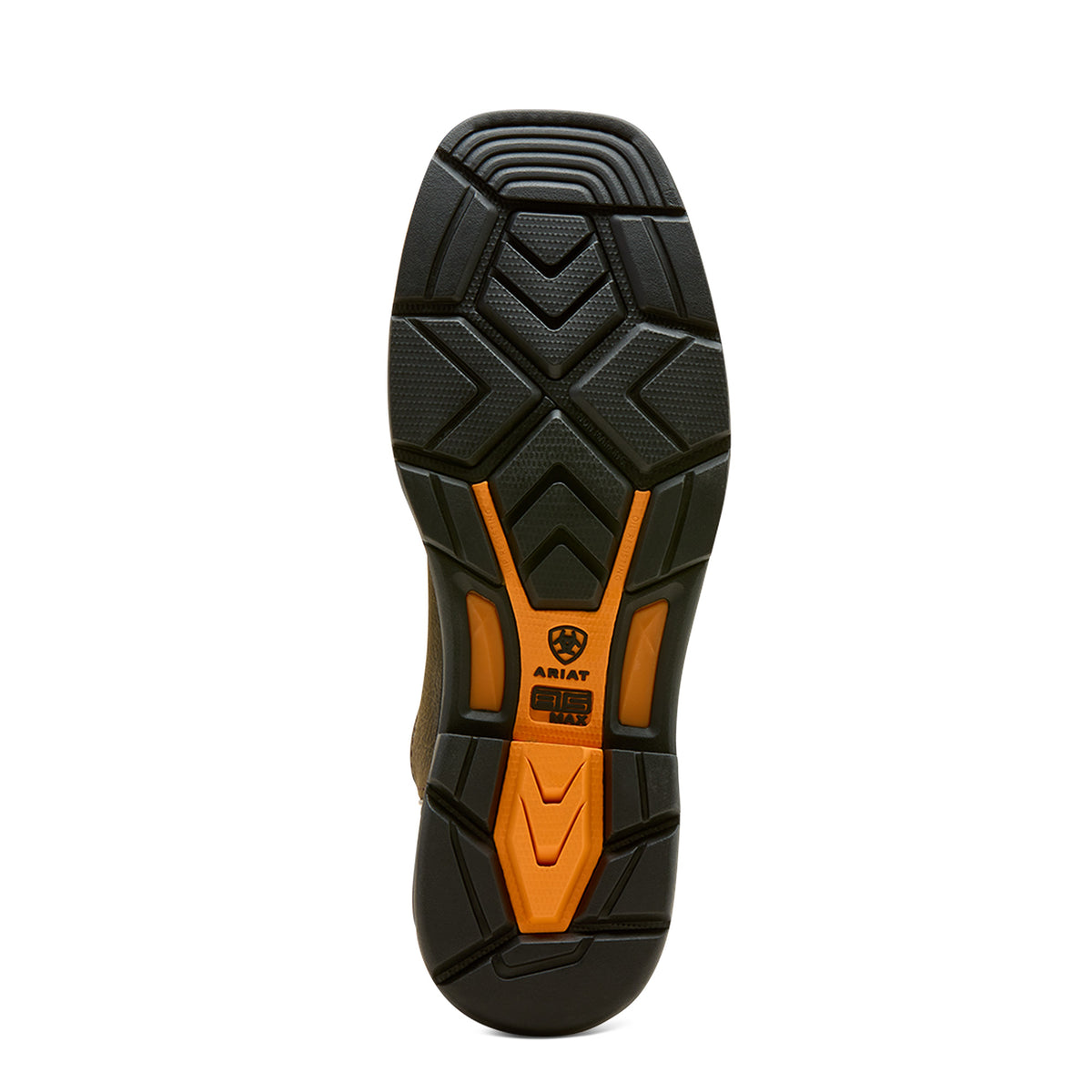 Ariat WorkHog XT Bolt Skull Waterproof Wide Square Toe Carbon Toe Work Boot in Iron Coffee, sole view