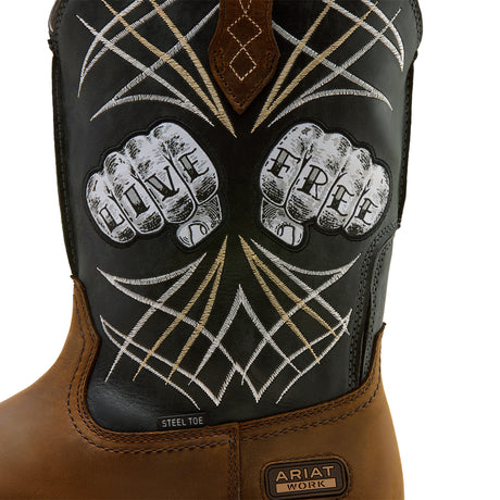 Ariat Activator Live Free Wide Square Toe  Work Boot in Distressed Brown, detail01 view