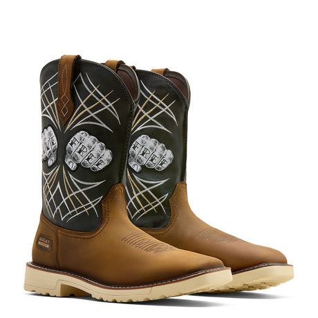 Ariat Activator Live Free Wide Square Toe  Work Boot in Distressed Brown, pair view