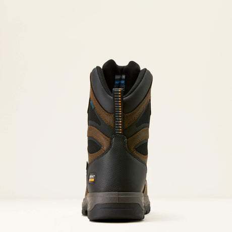Ariat Turbo DuraTread 8" Waterproof Carbon Toe Work Boot in Rich Brown, heel view