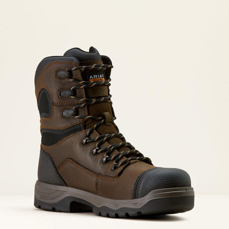 Ariat Turbo DuraTread 8" Waterproof Carbon Toe Work Boot in Rich Brown, medial view
