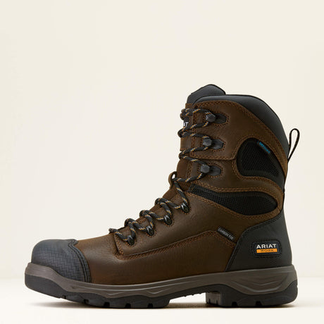 Ariat Turbo DuraTread 8" Waterproof Carbon Toe Work Boot in Rich Brown, side view