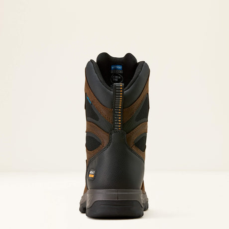 Ariat Turbo Duratread 8" Waterproof  Work Boot in Rich Brown, heel view