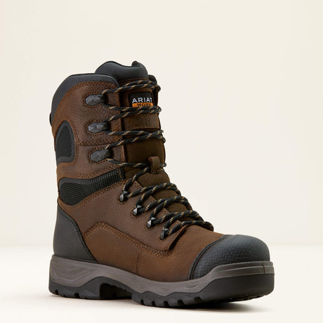 Ariat Turbo Duratread 8" Waterproof  Work Boot in Rich Brown, medial view