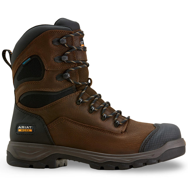 Ariat Turbo Duratread 8" Waterproof  Work Boot in Rich Brown, side view