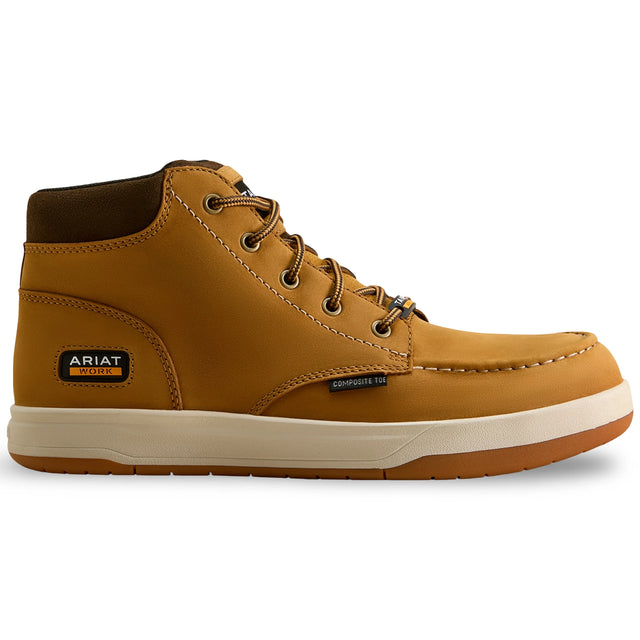 Ariat Outmatch Mid Composite Toe Work Shoe in Wheat, side view