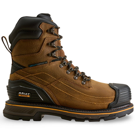 Ariat Stump Jumper 8-inch waterproof composite toe work boot in Rye Brown, style 10080454, side view