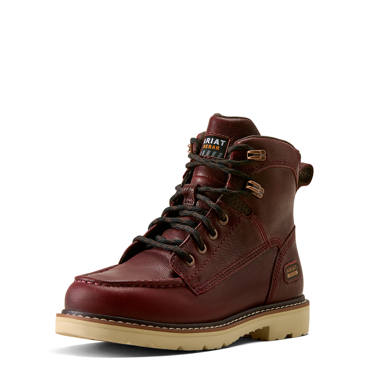 Ariat Rebar Lift Work Boot in Cranberry, three-quarter front view