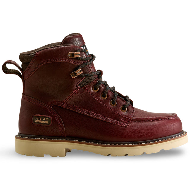 Ariat women's Rebar Lift 6-inch soft toe work boot in Cranberry, style 10080477, side view
