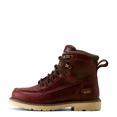 Ariat women's Rebar Lift 6-inch soft toe work boot in Cranberry, style 10080477, side view