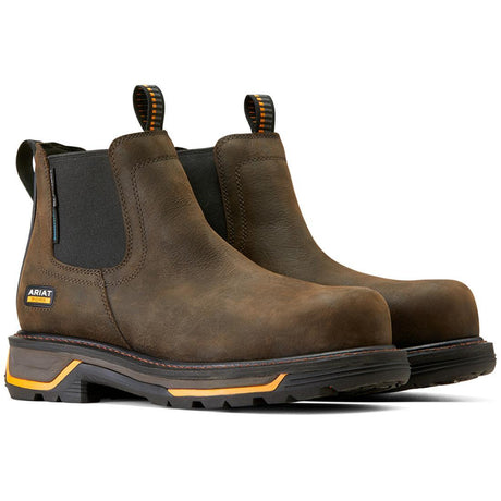 Ariat Big Rig Composite-Toe Waterproof Chelsea Work Boot Iron Coffee Profile View