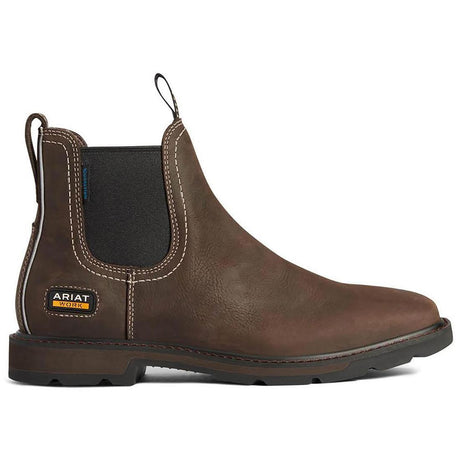 Ariat Groundbreaker Soft-Toe Waterproof Chelsea Boot Brown Profile View