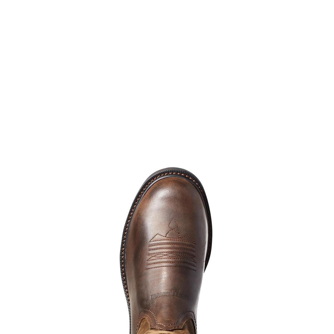 Ariat Groundbreaker Steel-Toe MetGuard Work Boot Brown Upper