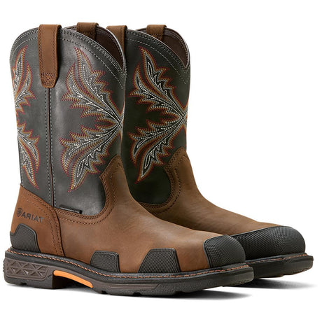 Ariat OverDrive Composite-Toe Wide Square Toe Work Boot Brown Profile View