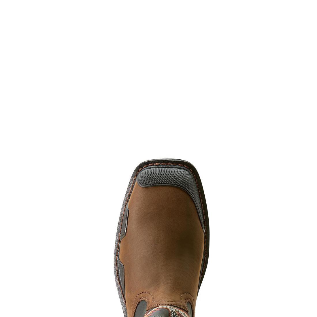 Ariat OverDrive Composite-Toe Wide Square Toe Work Boot Brown Sole