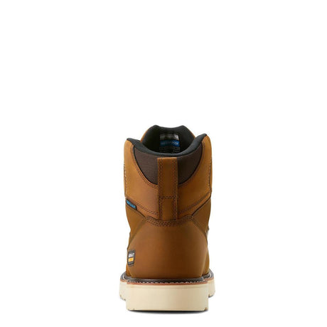 Ariat Rebar 6 inch Composite-Toe Waterproof Moc Toe Wedge Work Boot Distressed Brown Heel