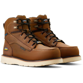 Ariat Rebar 6 inch Composite-Toe Waterproof Moc Toe Wedge Work Boot Distressed Brown Profile