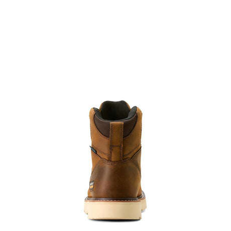 Ariat Rebar 6 inch Soft-Toe Waterproof Moc Toe Wedge Boot Distressed Brown Heel