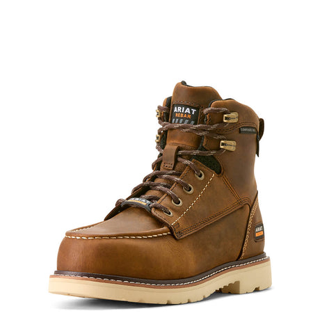 Ariat Rebar Lift Women's Waterproof Composite Toe Work Boot - Brown Upper