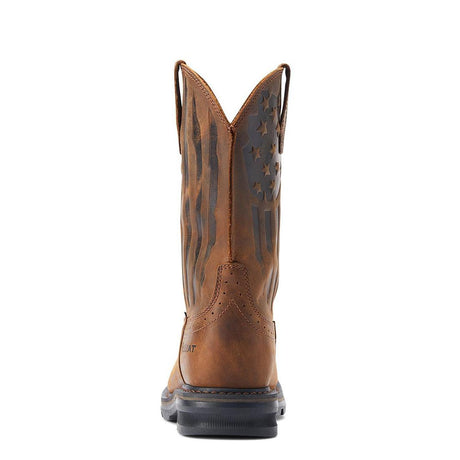 Ariat Sierra Shock Shield Patriot Steel-Toe Work Boot Distressed Brown Heel
