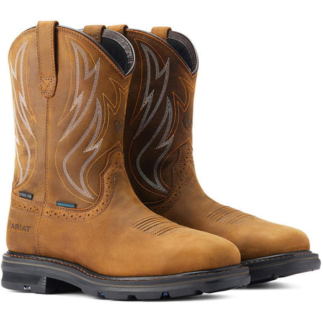 Ariat Sierra Shock Shield Steel-Toe Waterproof Work Boot Distressed Brown Profile View