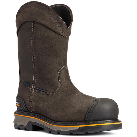 Ariat Stump Jumper Composite-Toe Waterproof Pull-On Work Boot Iron Coffee Profile View