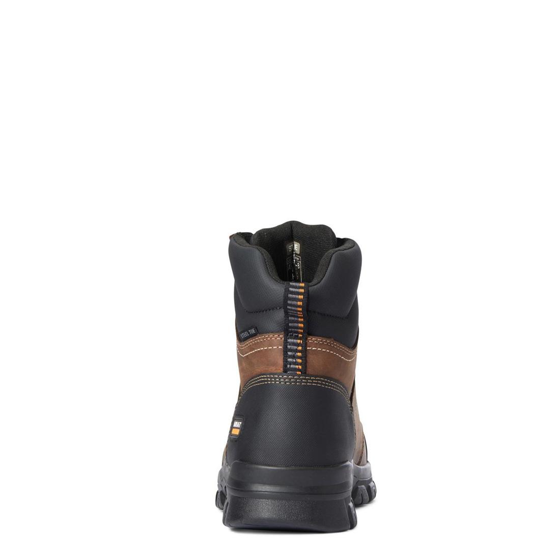 Ariat Treadfast 6" Steel-Toe Work Boot Distressed Brown Heel