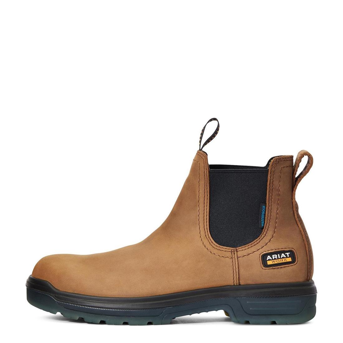Ariat Turbo Soft-Toe Waterproof Chelsea Boot Aged Bark Side
