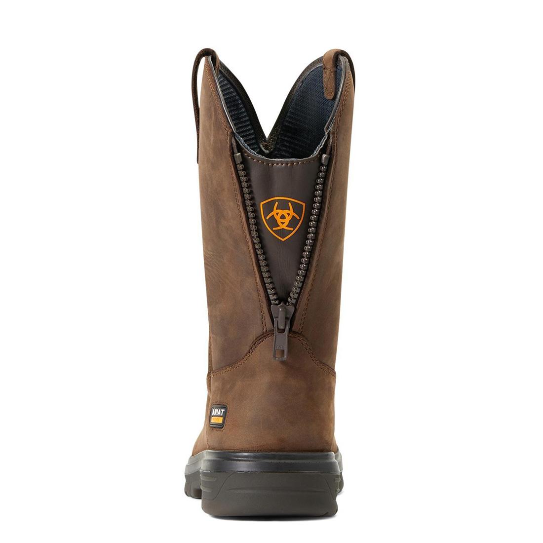 Ariat Turbo Soft-Toe Waterproof Moc Toe Work Boot Mocha Heel