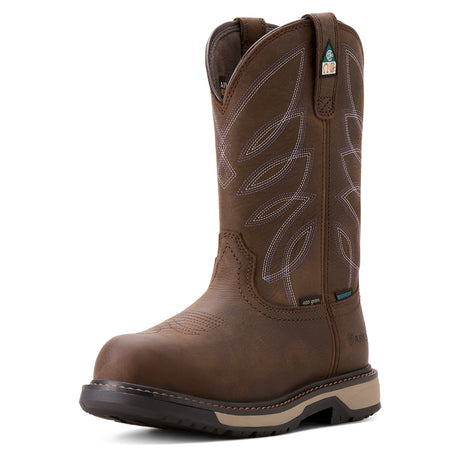 Ariat WMS Riveter CSA Glacier Grip Waterproof 400g Composite Toe Work Boot Brown 10036708 Image 2