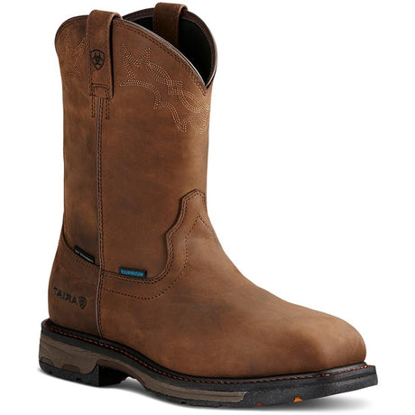Ariat WorkHog Composite-Toe Waterproof Wellington Work Boot Brown Profile View