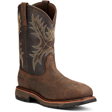 Steel Toes b2b - WorkHog Composite-Toe Waterproof Pull-On Square Toe Work Boot Brown Profile View