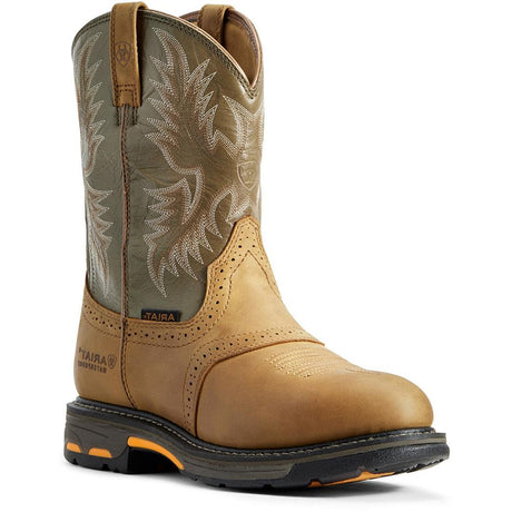 Ariat WorkHog Soft-Toe Waterproof Pull On Round Toe Boot Brown Profile View
