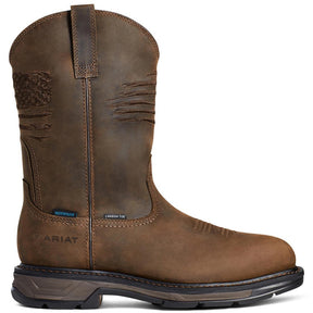 Ariat WorkHog XT Patriot Waterproof Carbon Toe Work Boot Distressed Brown Profile