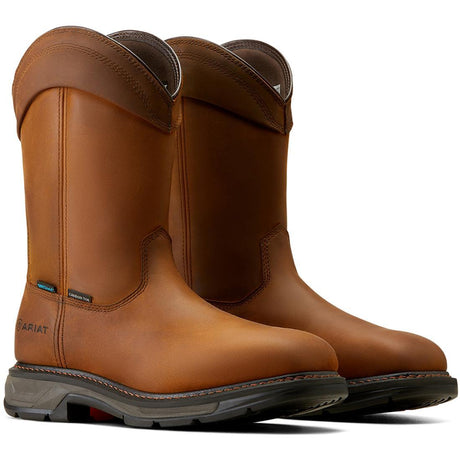 Ariat WorkHog XT Wellington Waterproof Carbon-Toe Work Boot Distressed Brown Profile View