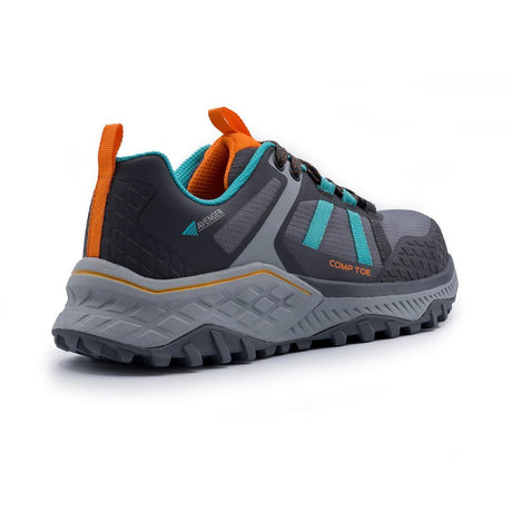 Avenger Aero Trail Women’s Composite Toe Work Shoes – Grey/Teal A1251 Heel Image