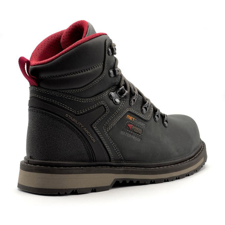 Avenger Blacksmith 6" Waterproof Met Guard Aluminum Toe Work Boots – Black A8816 Heel Image