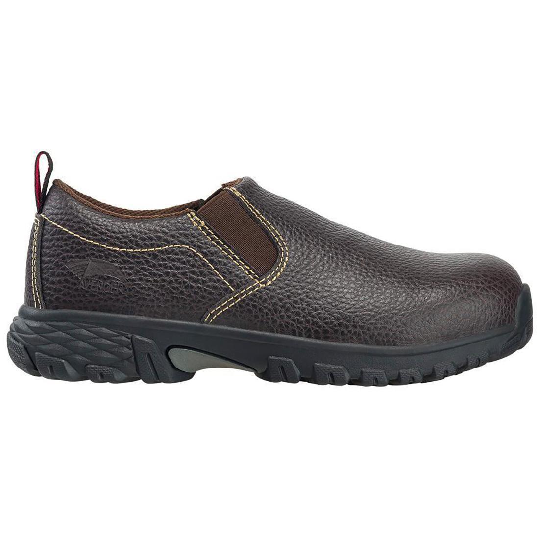 Avenger Flight Women’s SD10 Alloy Toe Slip-On Work Shoes – Brown Profile View