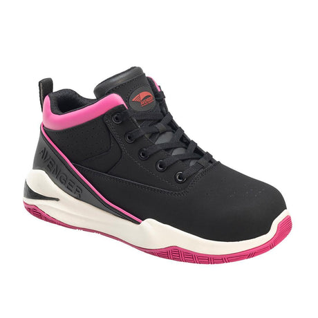 Avenger Reaction Women’s Aluminum Toe Work Boots – Black/Pink A1001 Medial Image